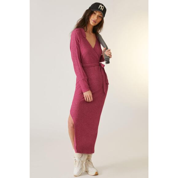 Anthropologie Belted Knit V Neck Maxi Dress - New Medium - Picture 1 of 3